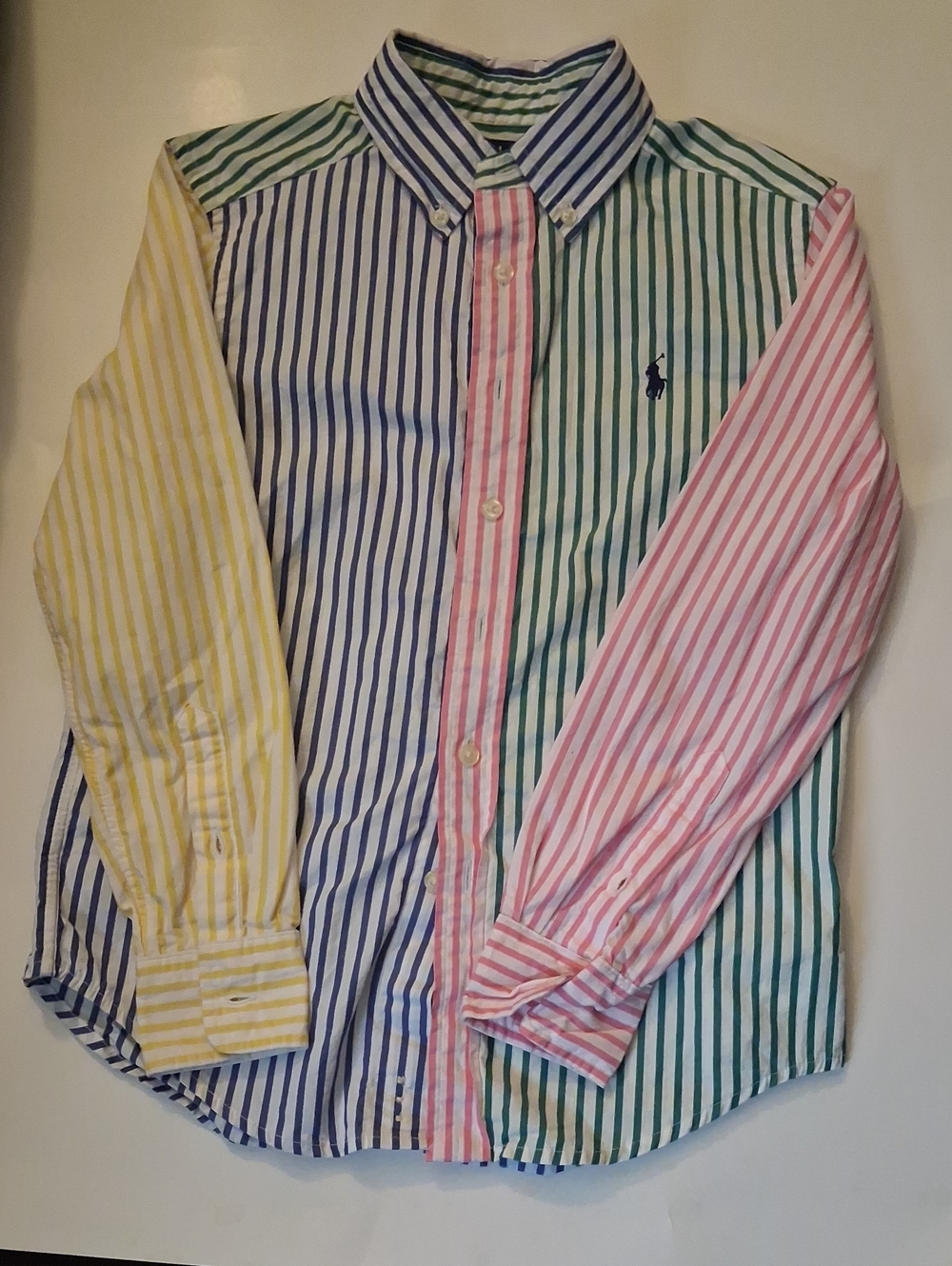 Ralph Lauren Multicolor Striped Button-Down Shirt — Blue, Green, Pink, Yellow